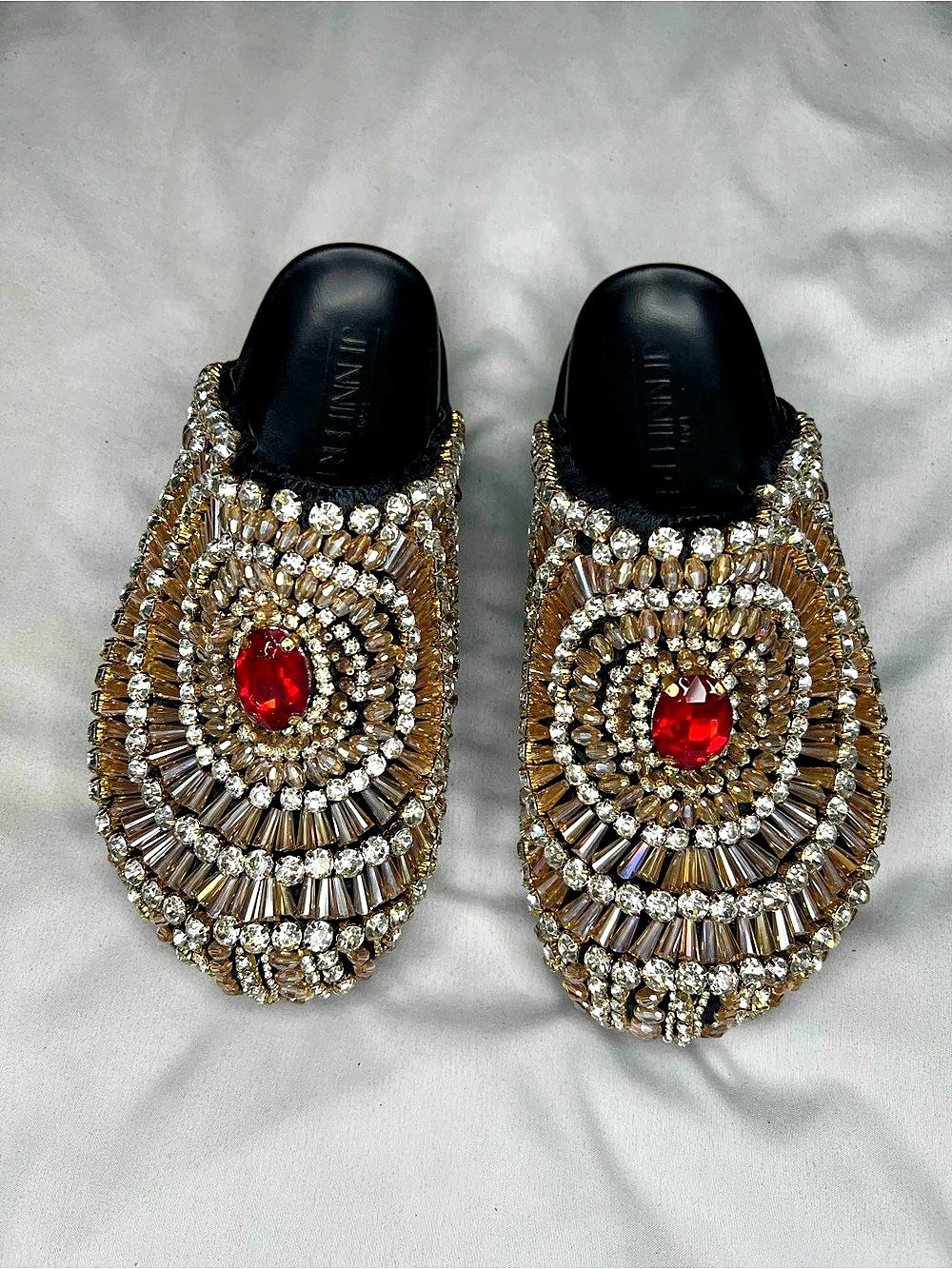 IAMJENNIFERLE Crystal Embellished Platform Slides sandals Rare size 6 36